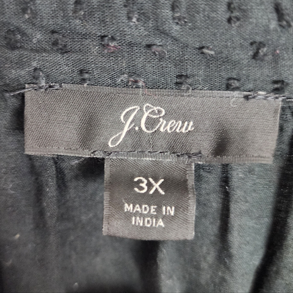 J.Crew Black Cotton Swiss Dot Top V-neck Popover Blouse Shirt Ruffles Size 3X - Picture 2 of 14